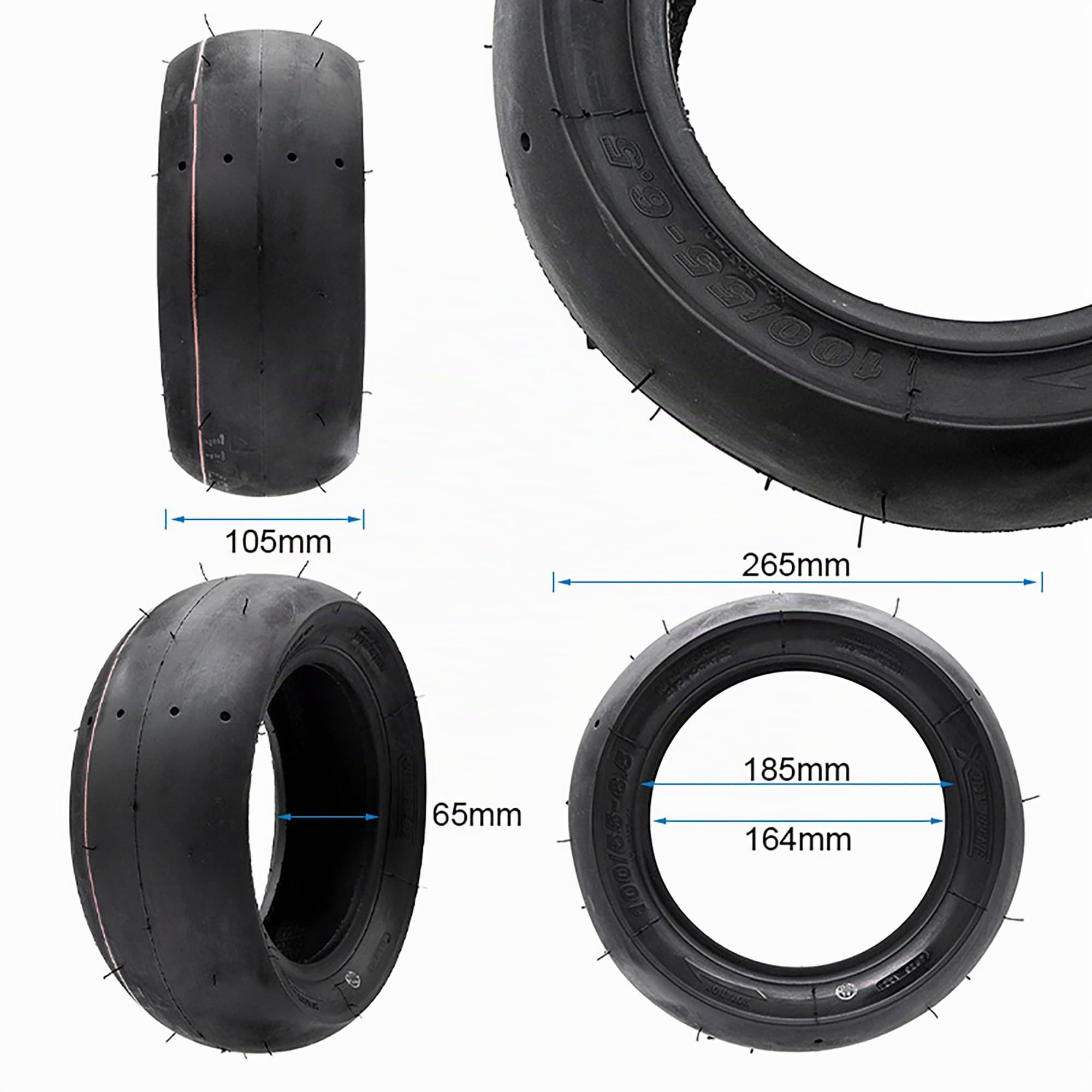 eWheel Pneu tubeless Slick 100/55 6.5 pour trottinette électrique haute résistance pour un usage quotidien meilleure adhérence et stabilité en déplacement urbain