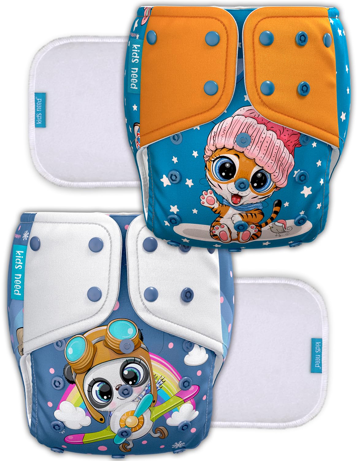 Kids Need Leakage Proof cloth diaper for babies 0 to 3 years High Absorbent 2 Reusable diaper cover 2 Insert pad combo Pack 5-18Kg Adjustable free size Washable Pocket cloth diapers for babies P27