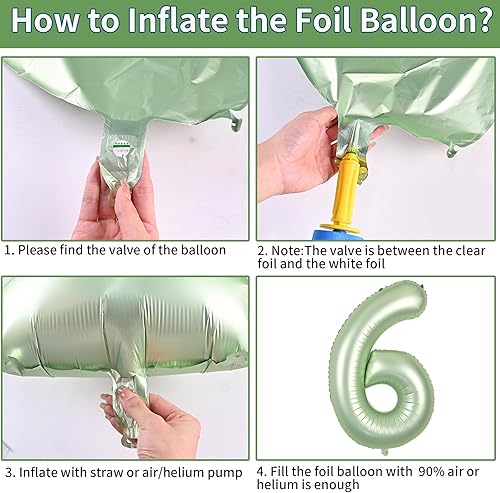 Miniatura 3 de Biapian Globos de 40 pulgadas color verde salvia con el número 60, globos grandes de aluminio con el número 6 y 0 con globo de corazón verde oliva