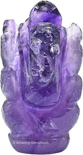 Amazing Gemstone Ídolo de Ganesha de Amatista – Ídolo de Ganesha de Cristal para tablero de automóvil – Decoración espiritual para el hogar, la