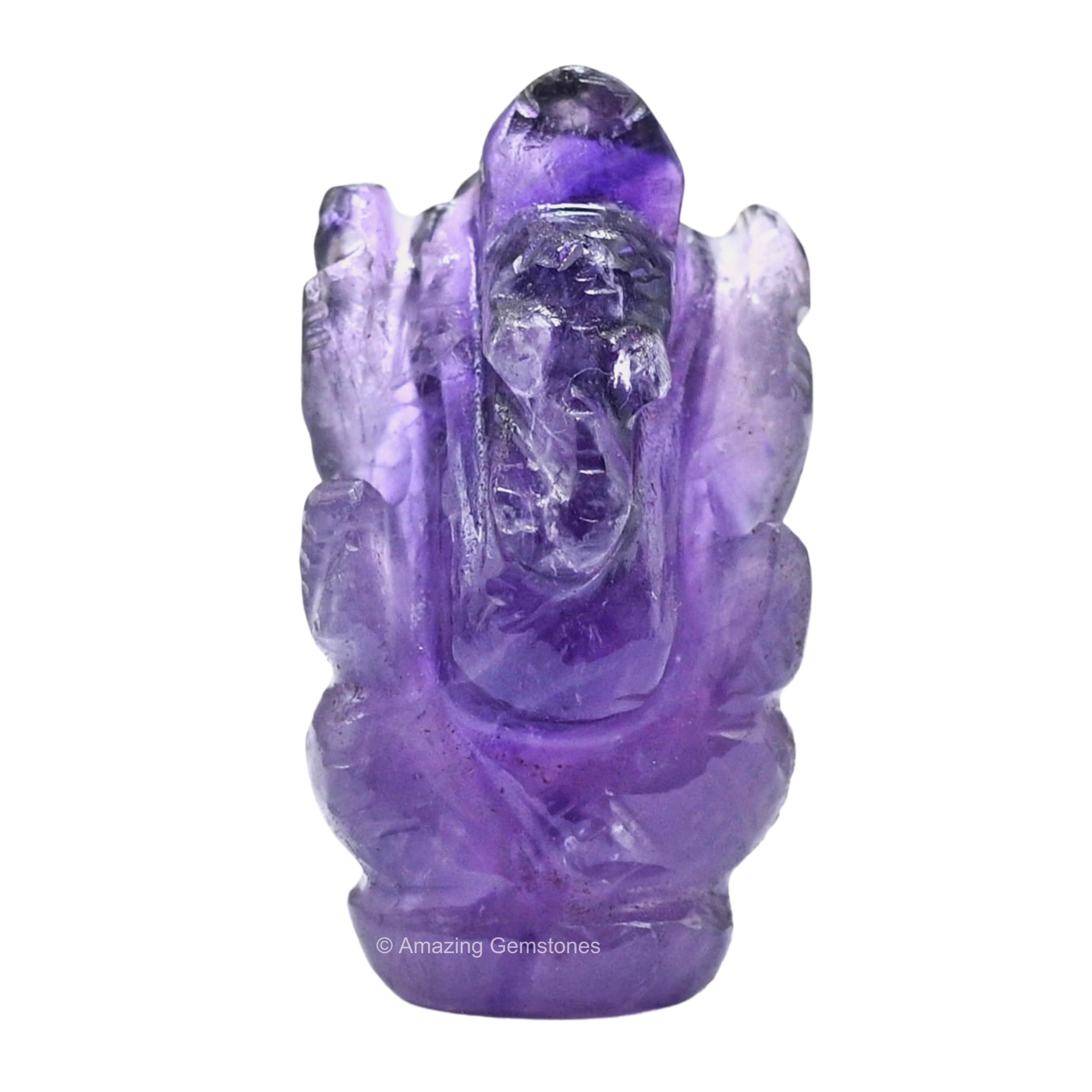 Amazing Gemstone Amethyst Ganesha Idol - Crystal Ganesha Idol for Car Dashboard - Spiritual Home, Office and Room Table Decor Ganesha Statues Made of Crystals and Healing Stones