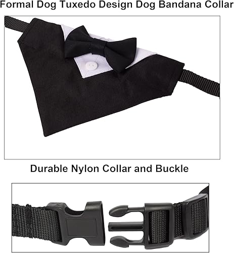 Miniatura 4 de ADOGGYGO Collar de Navidad para perro con corbatín, collares de Navidad para perro de Papá Noel rojo con lazo desmontable, collares de lazo de