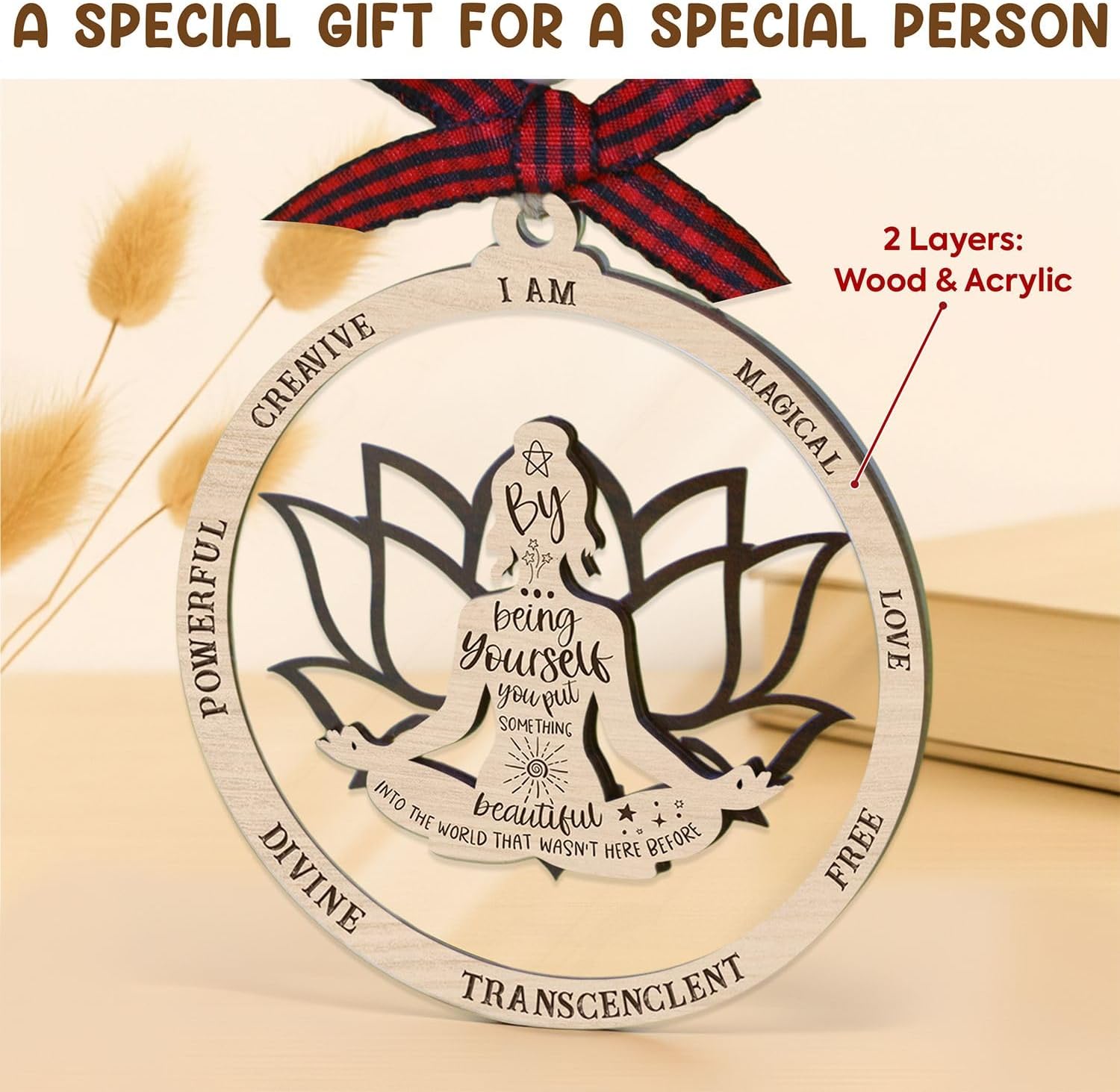 Yoga Gifts for Women - Meditation Spiritual Christmas Ornament - Spiritual Ornaments for Christmas Tree - Gifts for Yoga Lovers, Instructors, Teachers - 2 Layered Ornament 2025