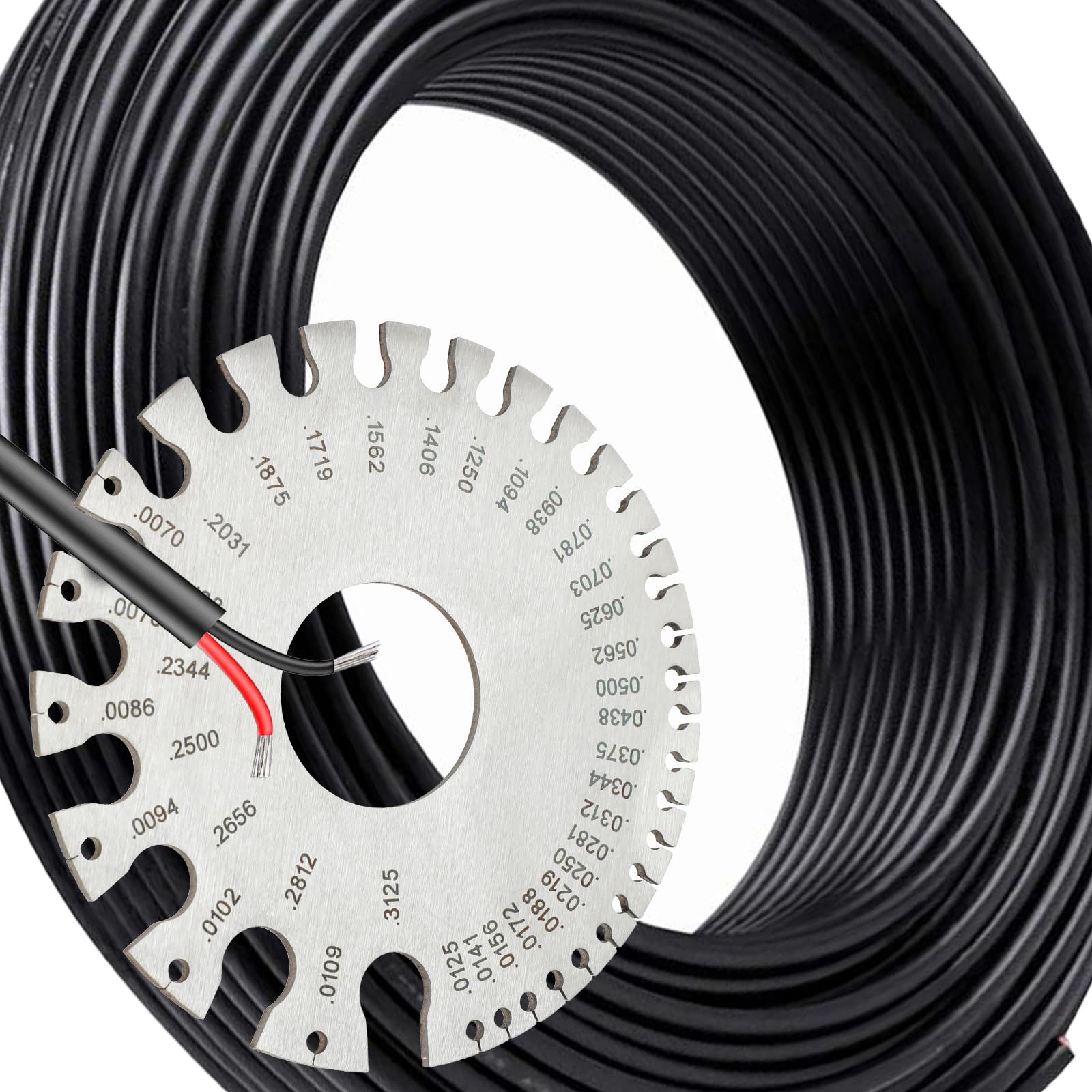 2 Pcs Wire Gauge Measuring Tool Wire Size Chart Stainless Steel Thickness Gauges Metal Sheets Standard Dual Sided Round Wire Sheet Gage Welding Material Cable Measurement Gauges for Wire Welding - Image 5