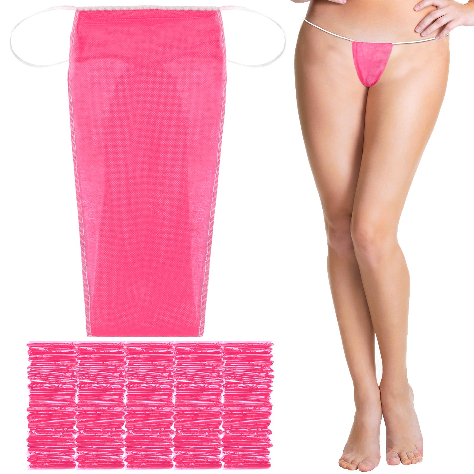Geyoga 100 Pcs Disposable Thong Panties for Women Nonwoven Disposable Underwear for Spa Spray Tanning Individually Pack