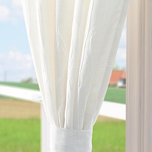 Miniatura 8 de Pitalk Cortinas marfil de 63 pulgadas de largo para dormitorio, juego de 2 paneles con bolsillo con pestaña trasera, estampado de ramas de árbol de