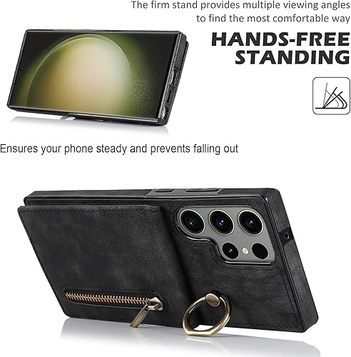 Miniatura 4 de Miimall Funda de piel sintética para Samsung Galaxy S23 Ultra con soporte para tarjetas, funda de piel sintética para Galaxy S23 Ultra con soporte