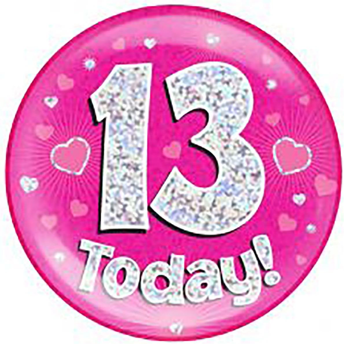 MA ONLINE Unisex Jumbo Badges Birthday Party Girls Boys Pink Blue All Ages Birthday Badges Pink Dot 13 Years One Size