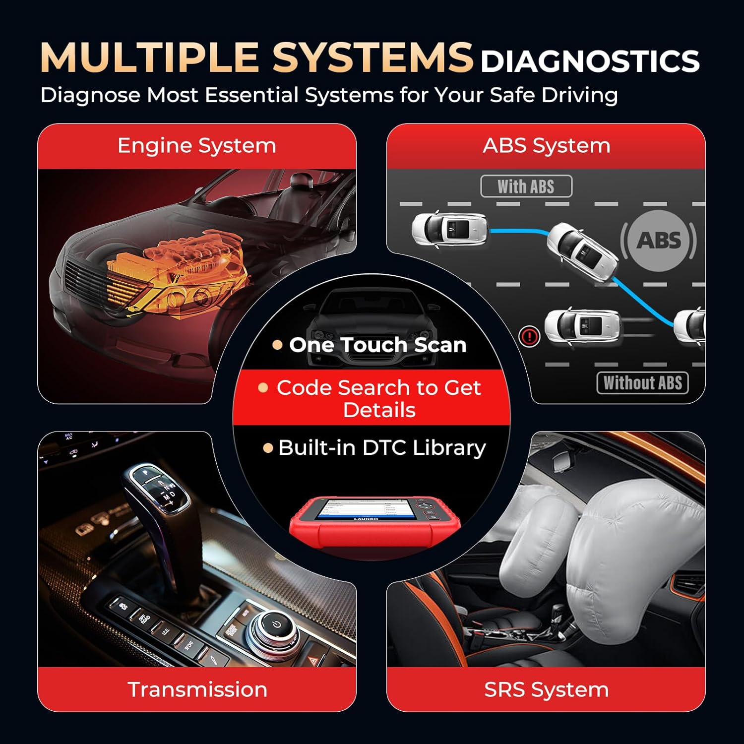 Multiple Systems Diagnostics for Engine, ABS, Transmission, SRS