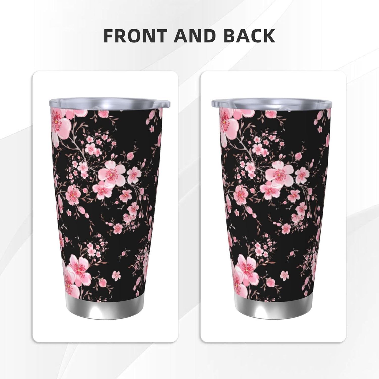 Cherry Blossom Tumbler 20oz Floral Stainless Steel Vacuum Insulated Tumblers with Lid and Straw Flowers Travel Coffee Mug Tea Wine Cups Water Bottle Gifts for Women - Image 2