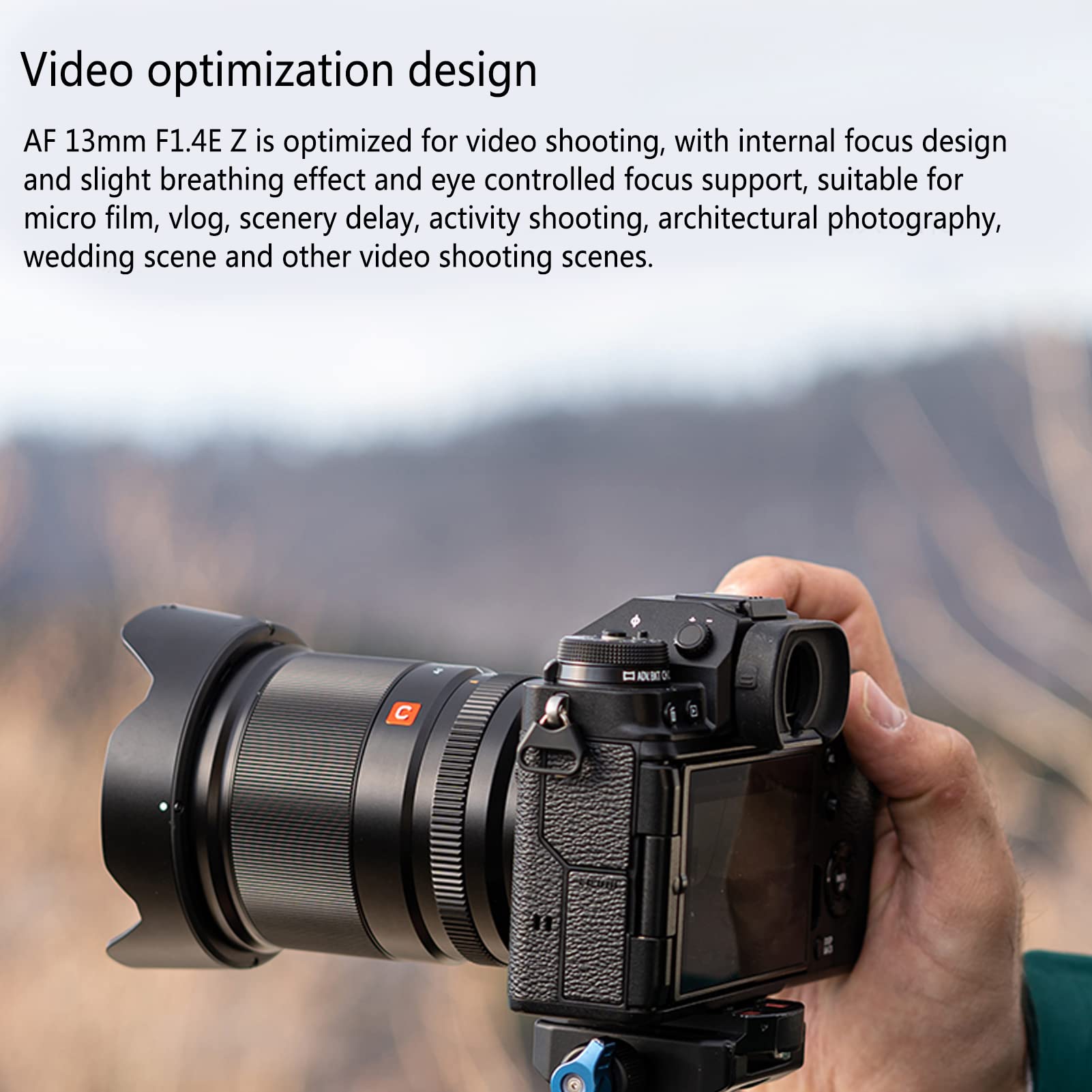 Obiettivo Focale Fisso, Obiettivo Autofocus Ultra Grandangolare AF 13mm F1.4 Vetro Ottico in Lega per le Riprese
