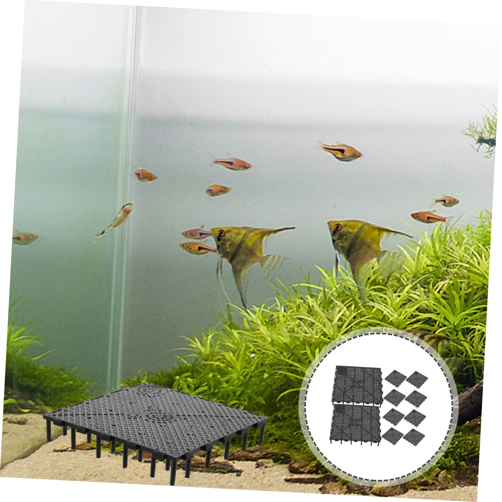 PVC Filterplatte für Aquariumboden 10 Stück Schwarz mit Zähigkeit und Nut Feder Verbindung zur Zucht von Meeresfischen und Fischbecken