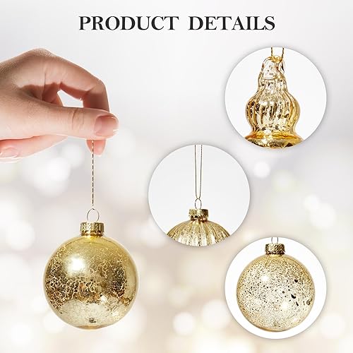Miniatura 63 de DN DECONATION Deep Red Glass Christmas Ornaments, Set of 9, 3.15' Hanging Christmas Baubles for Xmas Tree Decoration, Wedding Party Gift
