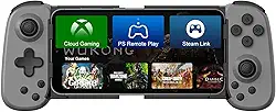Controle de telefone sem fio para iPhone/Android, controle de jogo móvel com joystick Hall, adequado para jogos Xbox Cloud, PS Remote Play, Steam Link, Call of Duty e mais - cinza