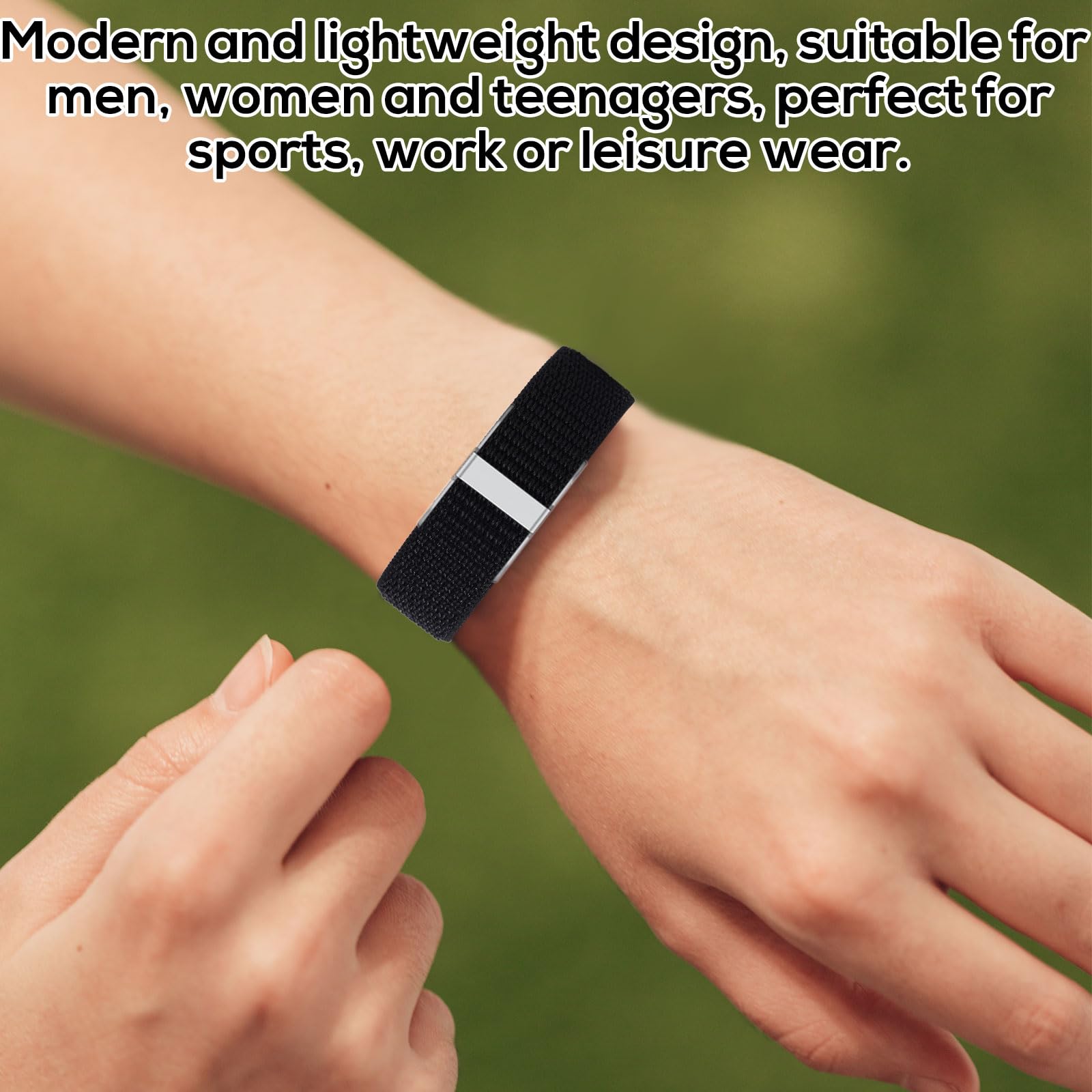 2pcs Band Replacement Strap for Hume Health Band Wrist Charger Bracelet, 26.8x2cm/10.55x0.79 Inch Breathable Visible Adjustable Nylon Loop Wristband for Sleeping Hiking Cycling Women Men Gift — view 6