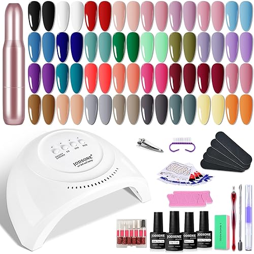 JODSONE 36 Pieces Gel Nail Polish Set U V Light Nail Drill Beginner Set Glossy Surface Easy To Apply Matte Texture All-In-One Manicure Kit