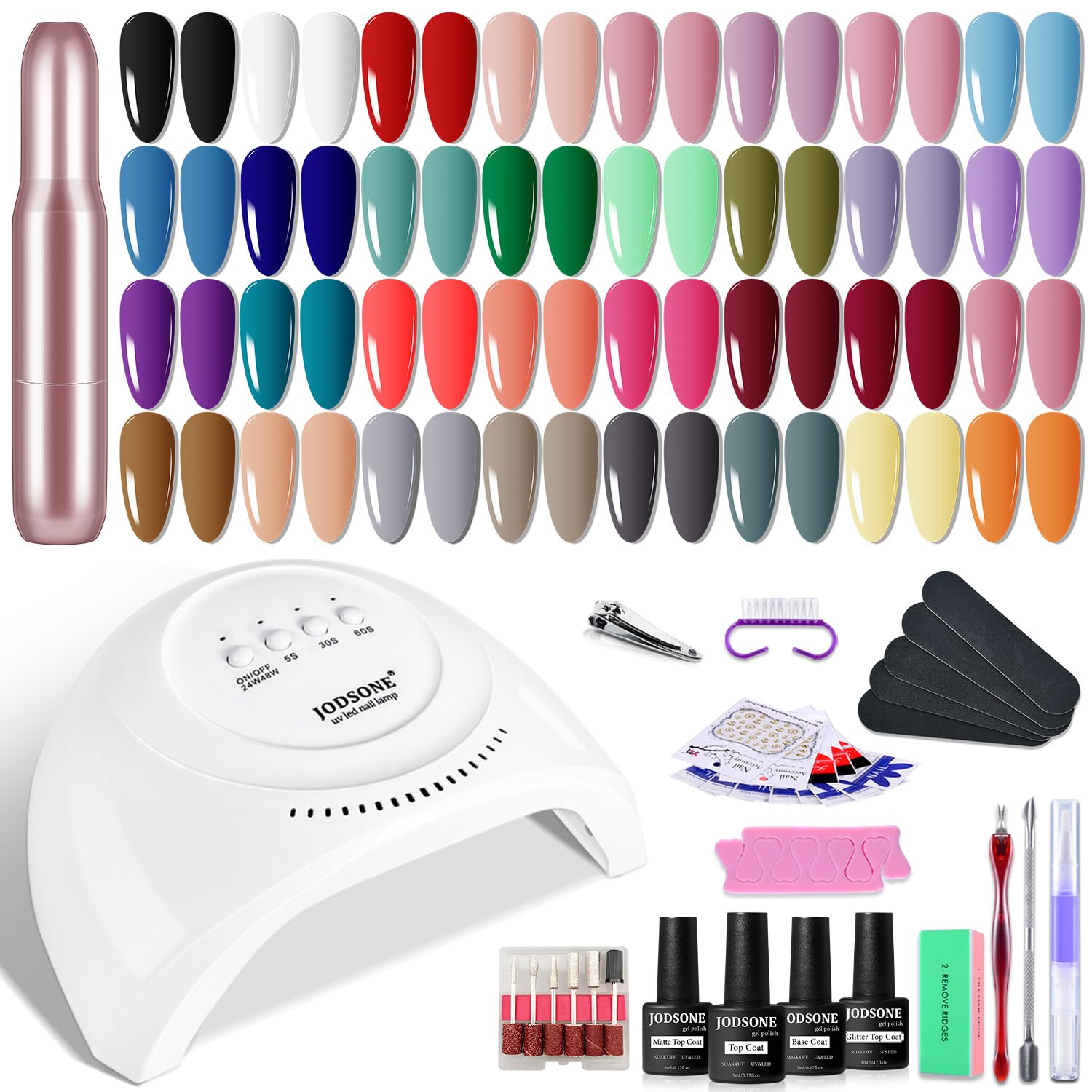 36 Pieces Gel Nail Polish Set U V Light Nail Drill Beginner Set Glossy Surface Easy To Apply Matte Texture All-In-One Manicure Kit