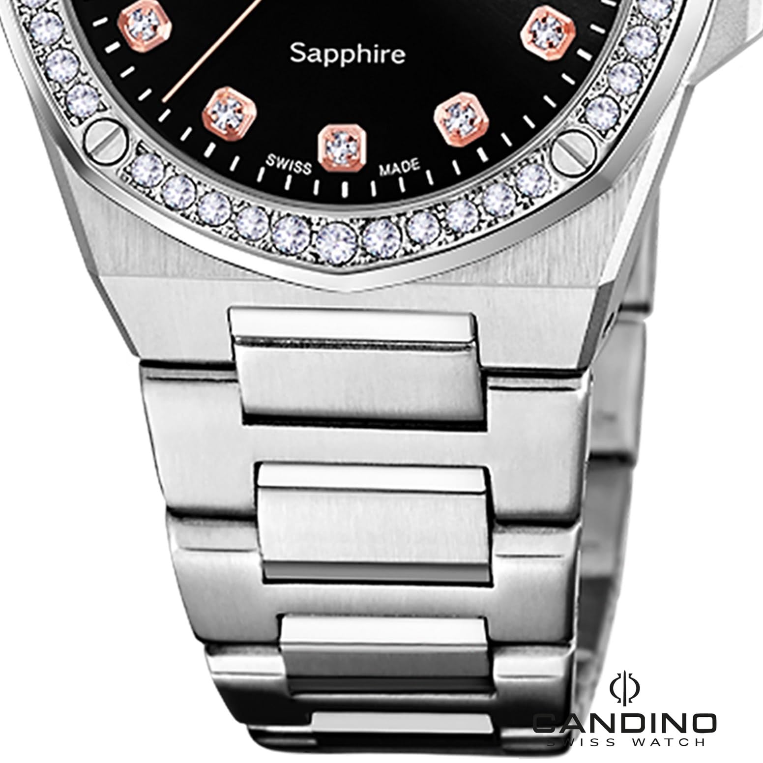 Candino Zegarek damski stal szlachetna srebrny Elegance zegarek na rękę UC4751/6 zegarek analogowy, srebrny/czarny, bransoletka