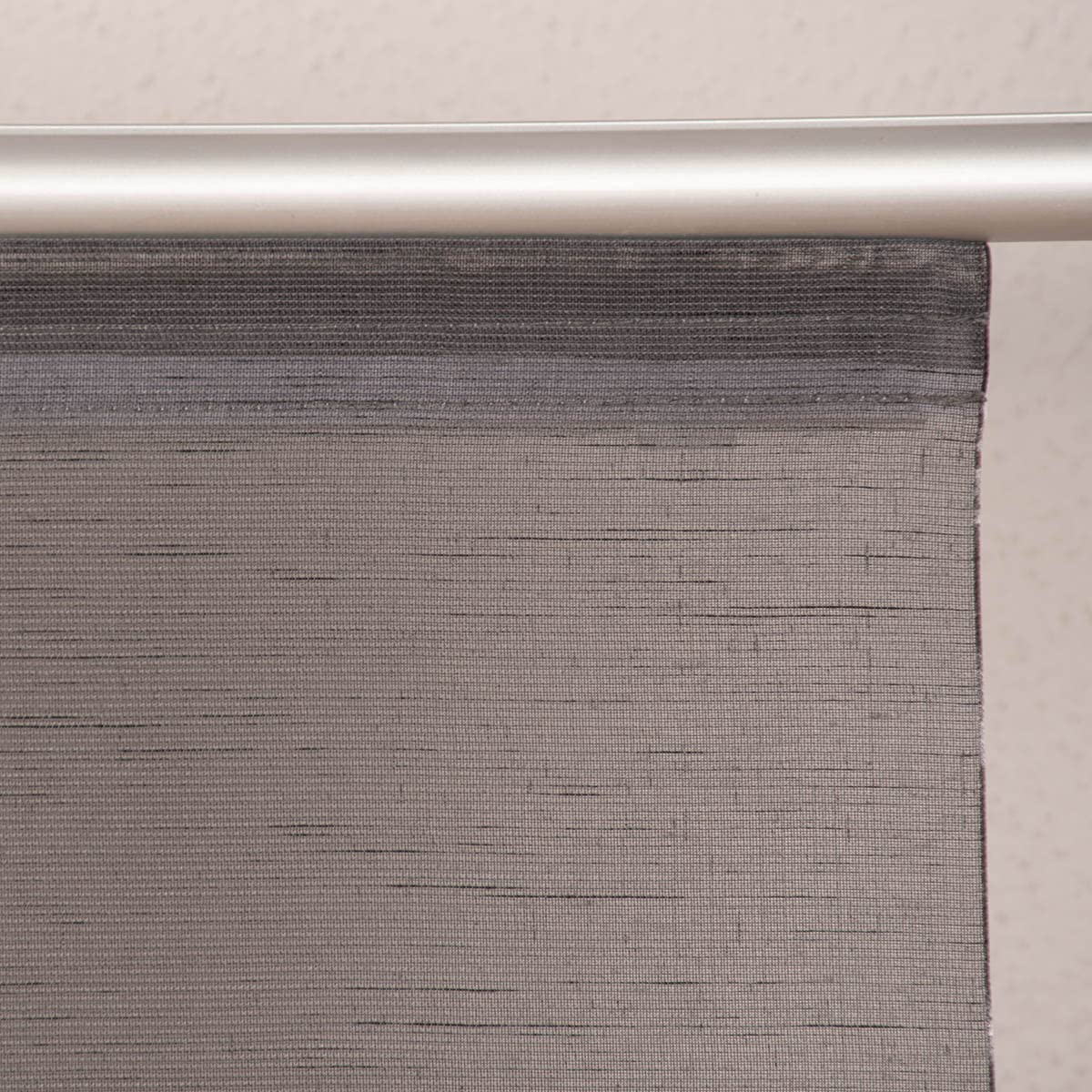 SCHÖNER LEBEN. Panneau japonais aspect batiste brodé Anthracite/gris/blanc 245 x 60 cm
