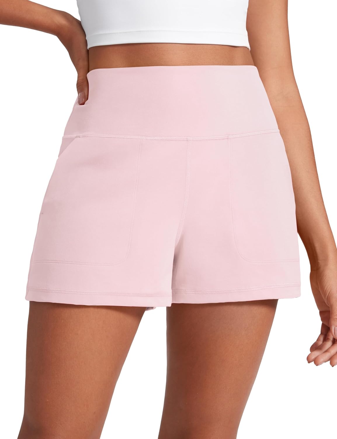 CRZ YOGA Butterlift Linerless Shorts for Women 3" - High Waisted Comfy Yoga Casual Lounge Workout with Pockets