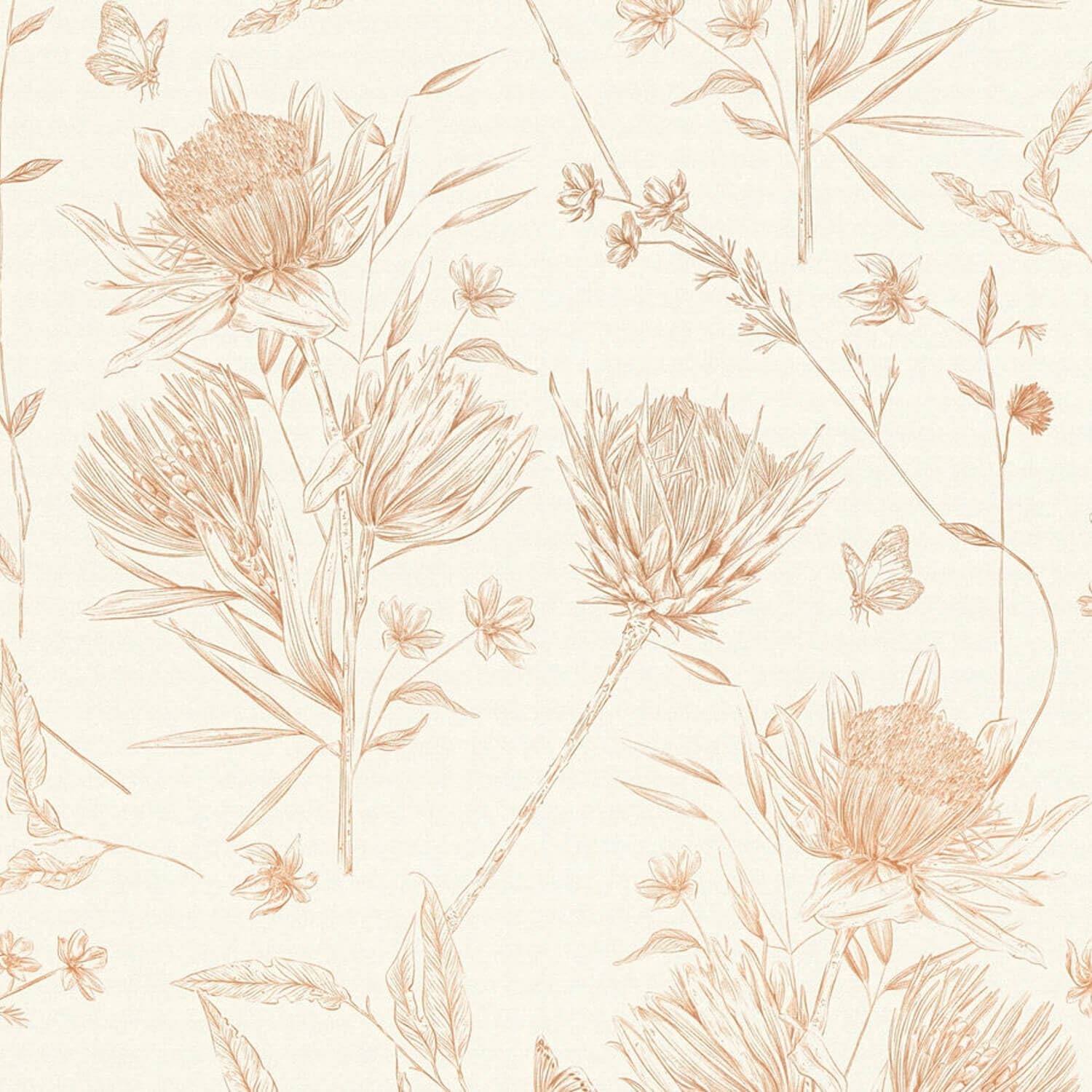 Papier peint intissé Toile de Jouy Profhome 394271-GU blanc orange 5,33m2