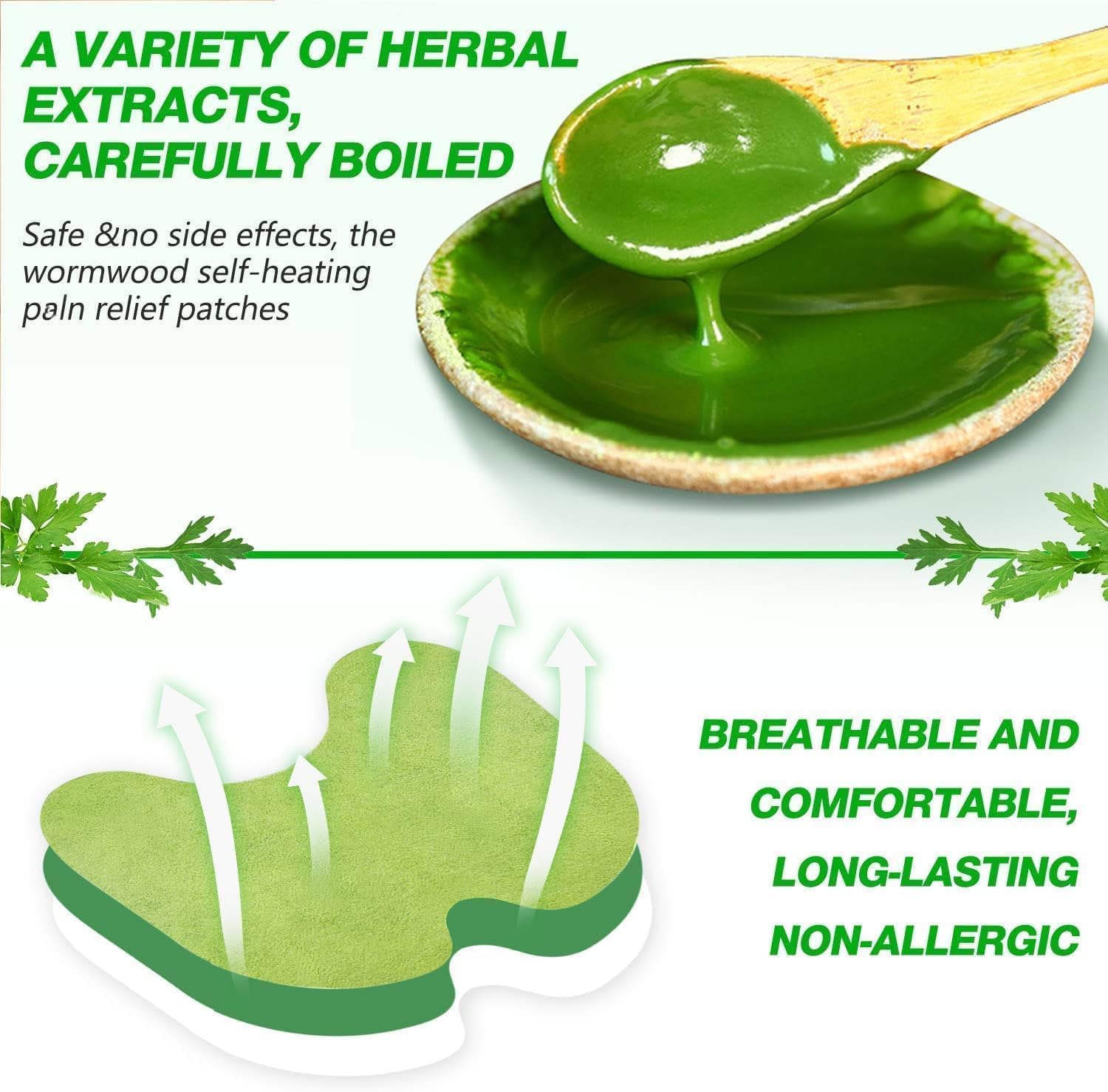 VIHLANATH Pain Relief Patches, Wormwood leaves Dried Ginger Camphor Borneol Natural Herbal Patches, Sticker 12-Hour Relief of Joint Pains Patch for Knee, Back, Neck, Shoulder Pain (SMALL, 2, count) 8 71aezw974SL. SL1500