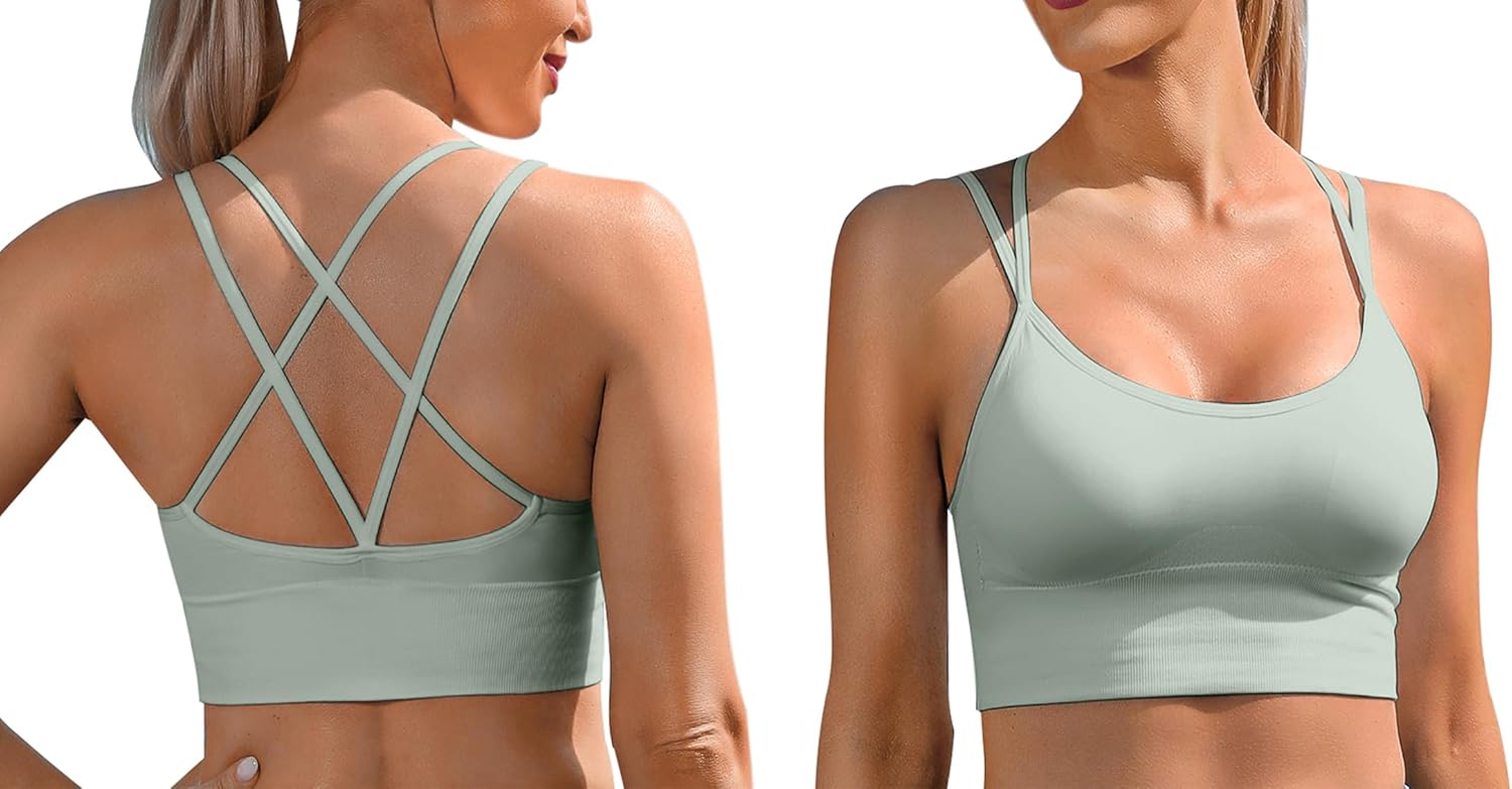 Sykooria 3 Pack Strappy Sports Bra for Women Sexy Crisscross for Yoga Running Athletic Gym Workout Fitness Tank Tops - Image 2