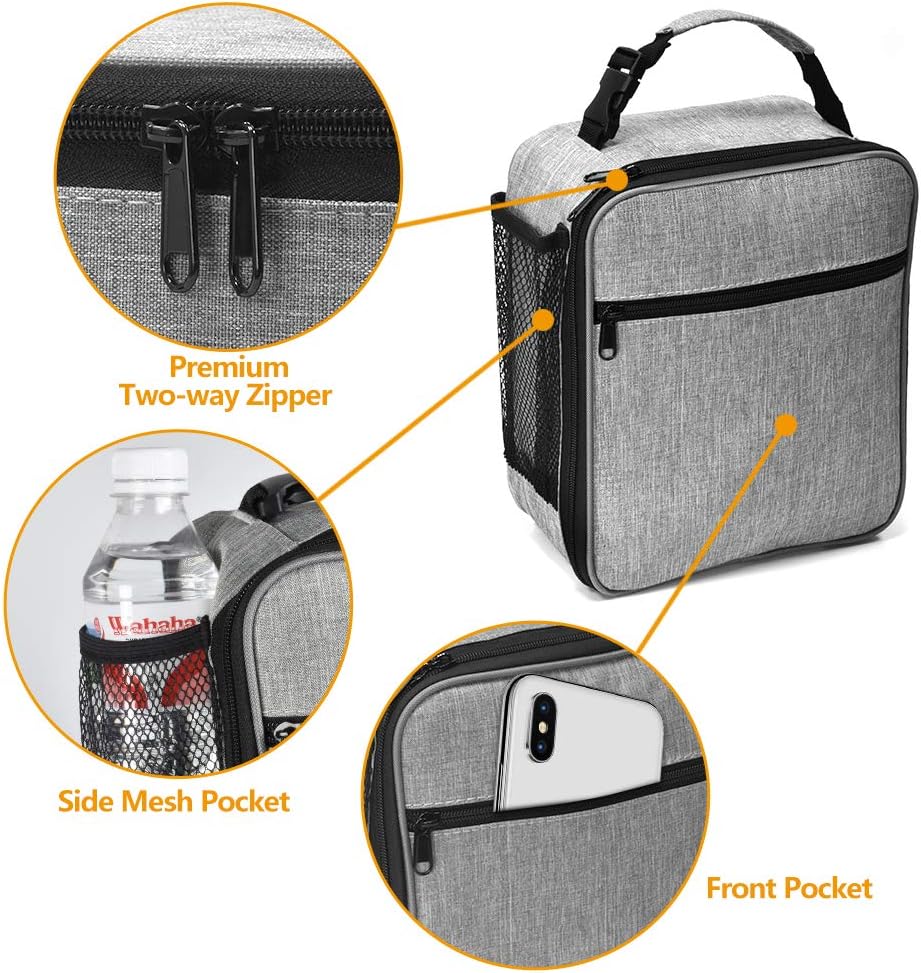 IWTTWY Insulated Lunch Bag Camo Cooler Bag Portable Carrying Lunch Box Bag for Boys Girls Women Men to School Office Outdoor (Grey) - Image 5