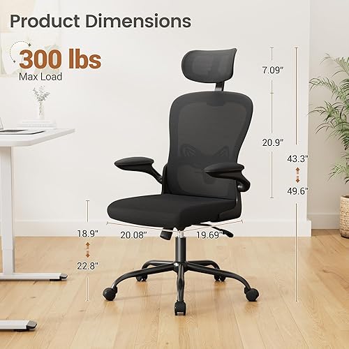 Miniatura 2 de Homall Silla ergonómica para computadora de oficina, silla de escritorio con reposacabezas 3D, soporte lumbar ajustable, silla de malla con respaldo