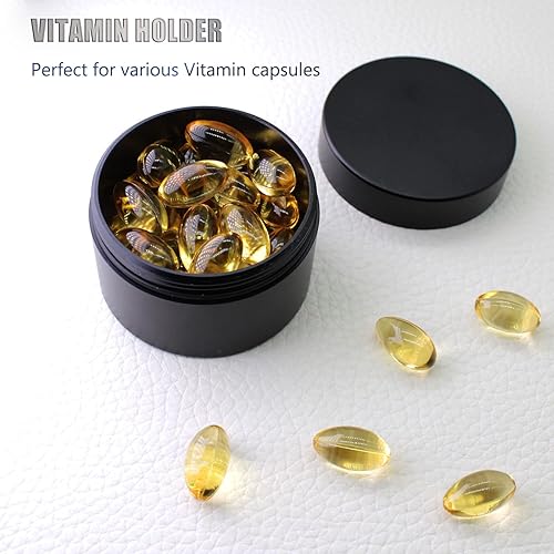 Miniatura 10 de Pastillero diario portátil, pastillero redondo de aleación de aluminio resistente, organizador de píldoras de viaje impermeable, bolsa de bolsillo,