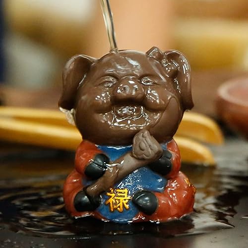 Miniatura 7 de Estatua de cerdito de cerámica de estilo chino, adornos para mascotas, figuras de cerdo de la suerte, decoración de estante de jardín, mini