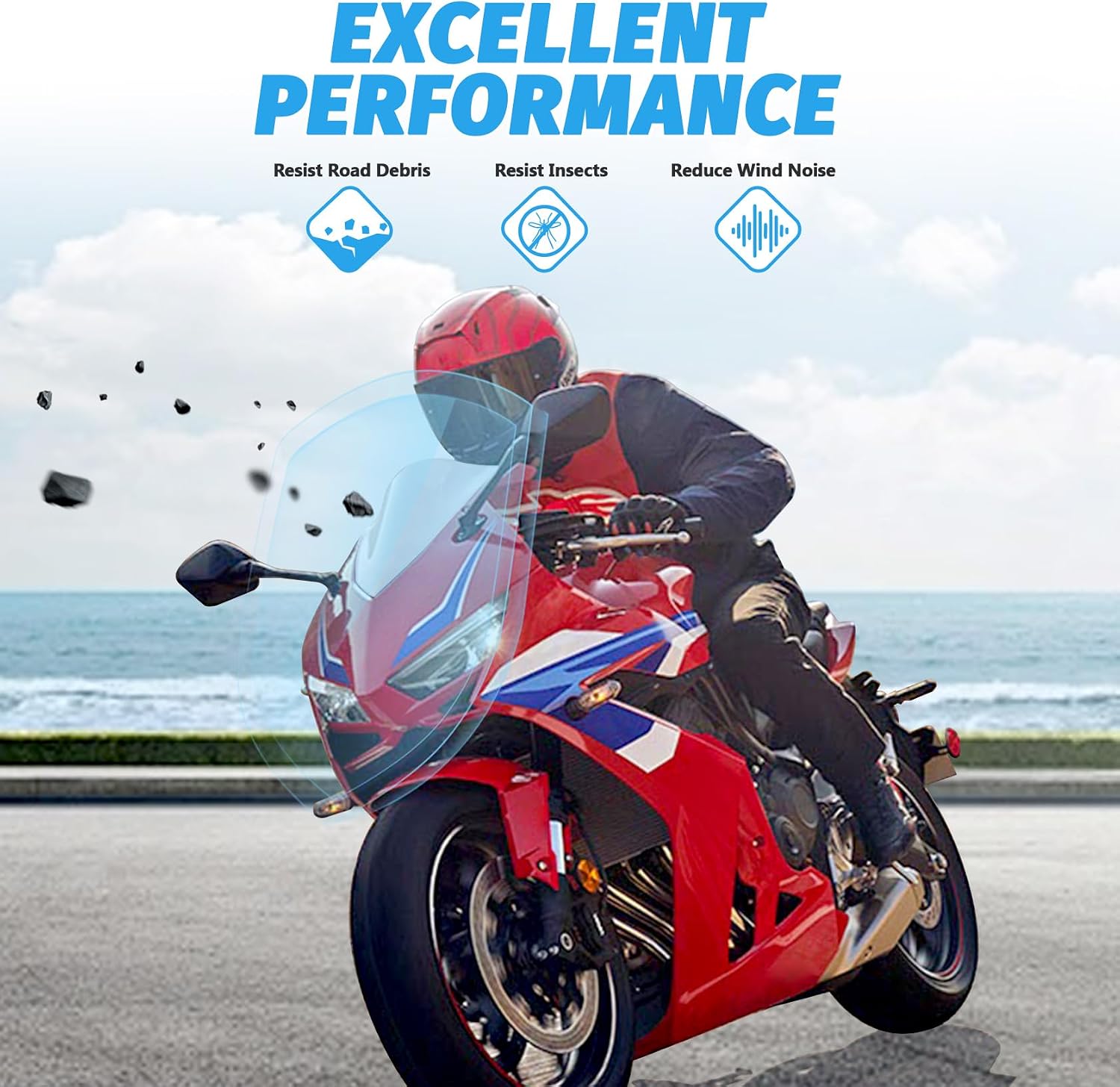 Motorcycle Windshield Deflector Windscreen Fit for CBR500R CBR400R 2019 2020 2021 2022 2023 2024 Wind Shield Screen Visor Flyscreen, Smoke