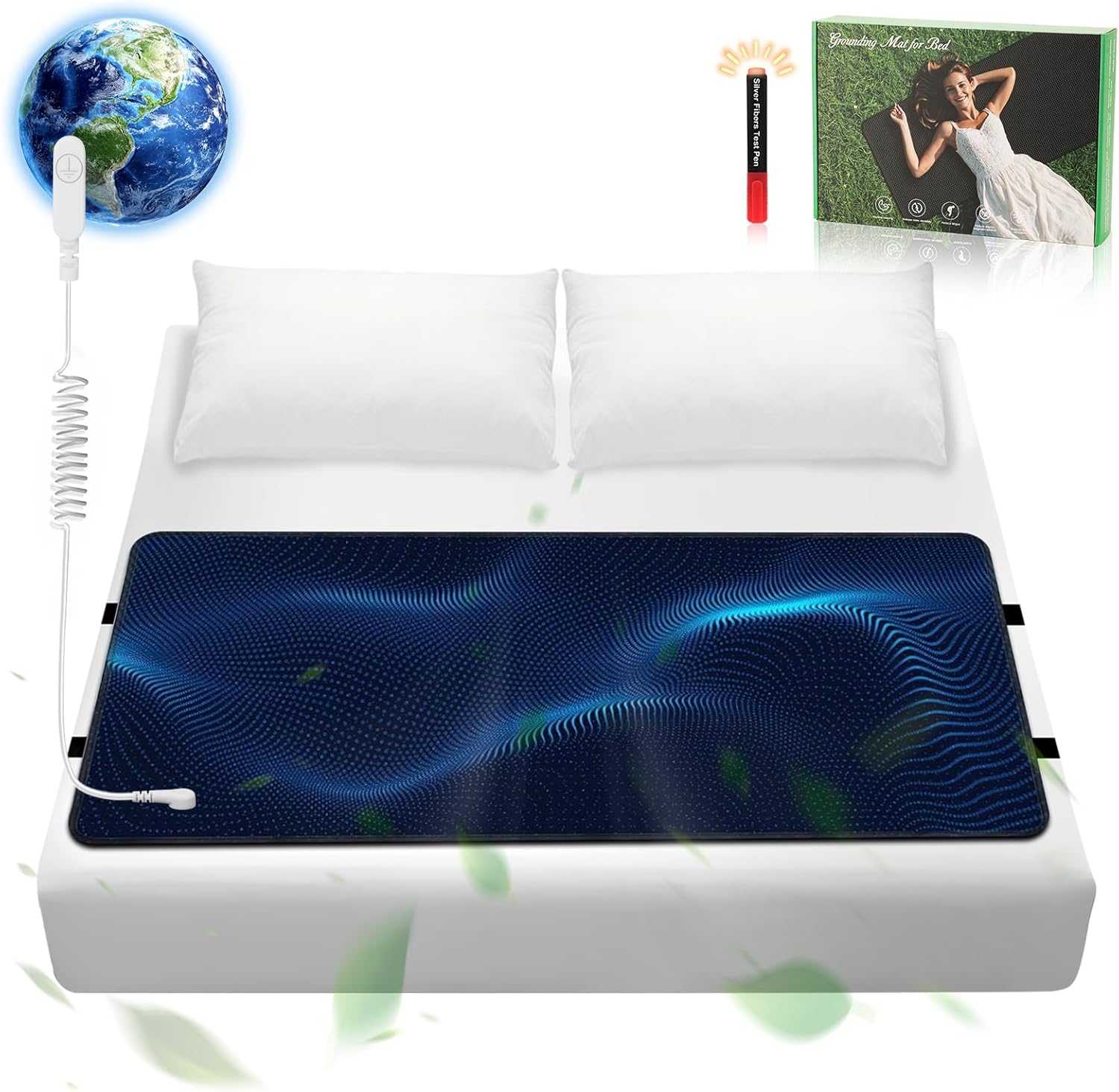 Knocoka Grounding Mat for Bed, Grounding Pad for Sleep, Grounding Mattress Pad with Cord (Twin, 39"x27")