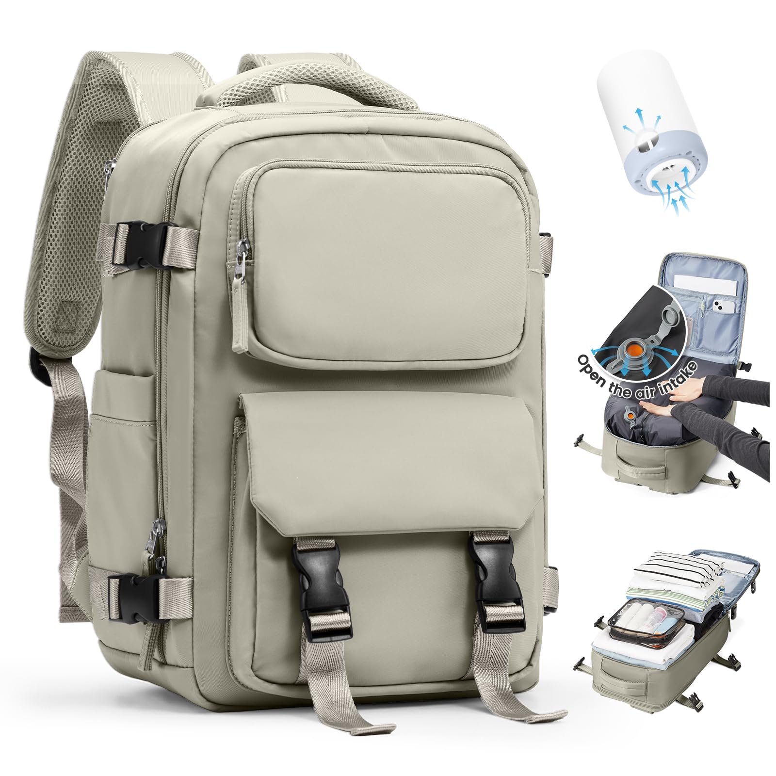 SZLX Zaino Ryanair 40x30x20 Sottovuoto con Pompa Zaino Ryanair 40x20x25 Donna Zaino da Viaggio Wizzair Bagaglio a Mano Uomo per Laptop da 14 Pollici Borse da Cabina 45x36x20 Easyjet con Porta Scarpe