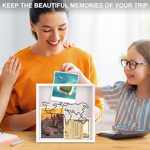 Miniatura 2 de Caja de archivo de aventura  Caja de sombra de boletos con ranura, marco de caja de sombra de archivo de aventura de viaje, caja de sombra de carga