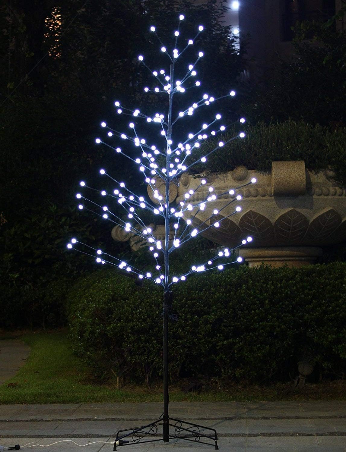 Bolylight LED Lighted Frosted Ball Tree 6ft 184L Bulb and Christmas Decorations for Home/Bedroom/Party, Outdoor and Indoor Use White