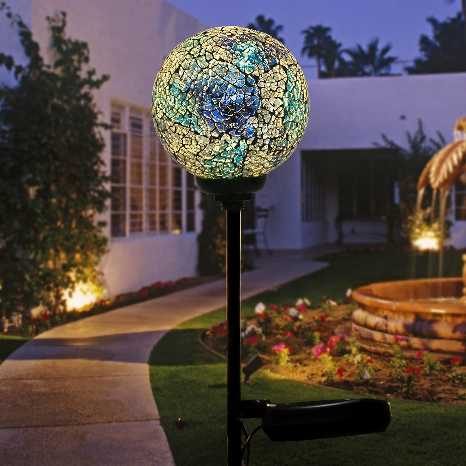 VCUTEKA Solar Lights Outdoor Decorative Mosaic Solar Garden Light