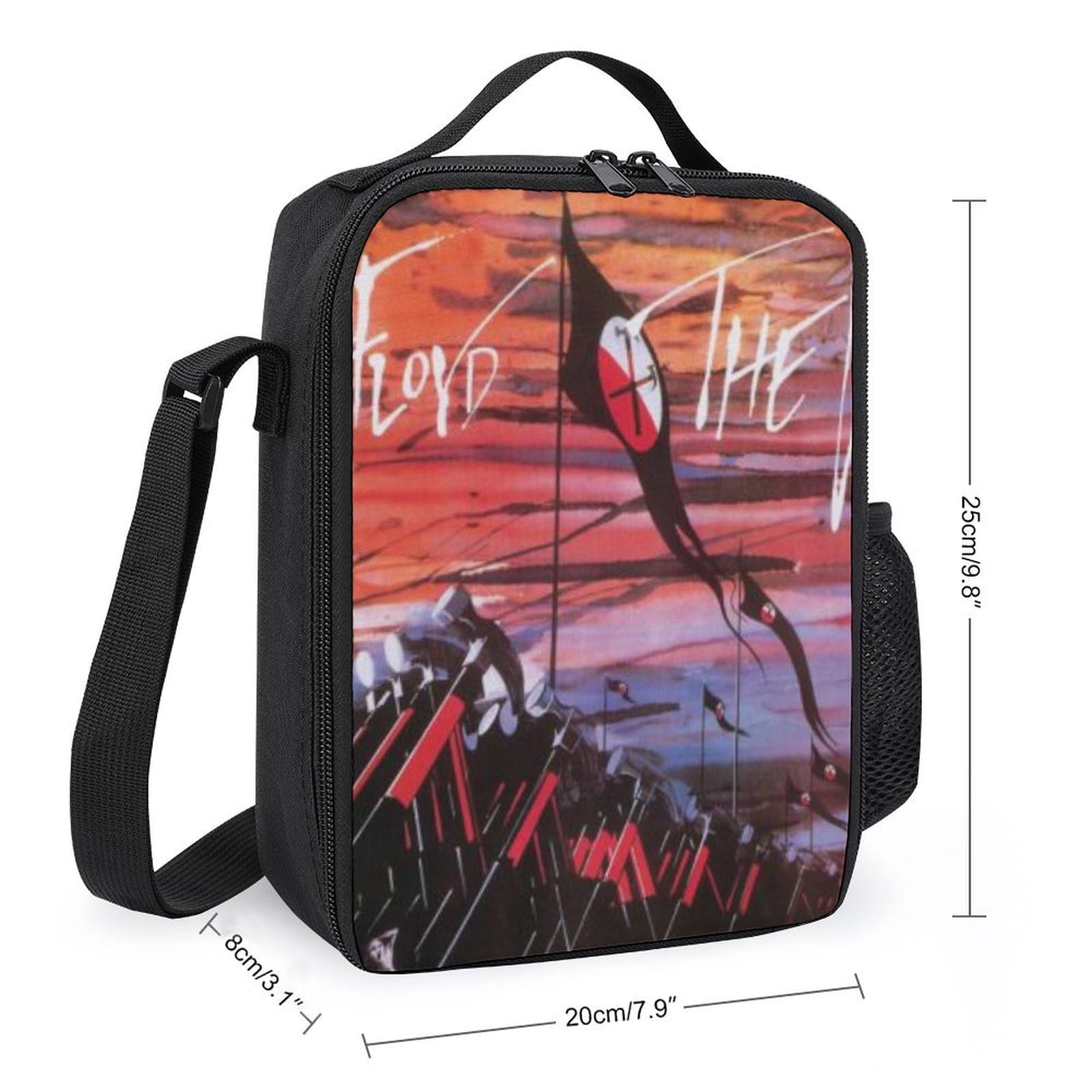Pink Floyd Borsa termica per il pranzo grande con tracolla a prova di perdite 26x20x12 cm