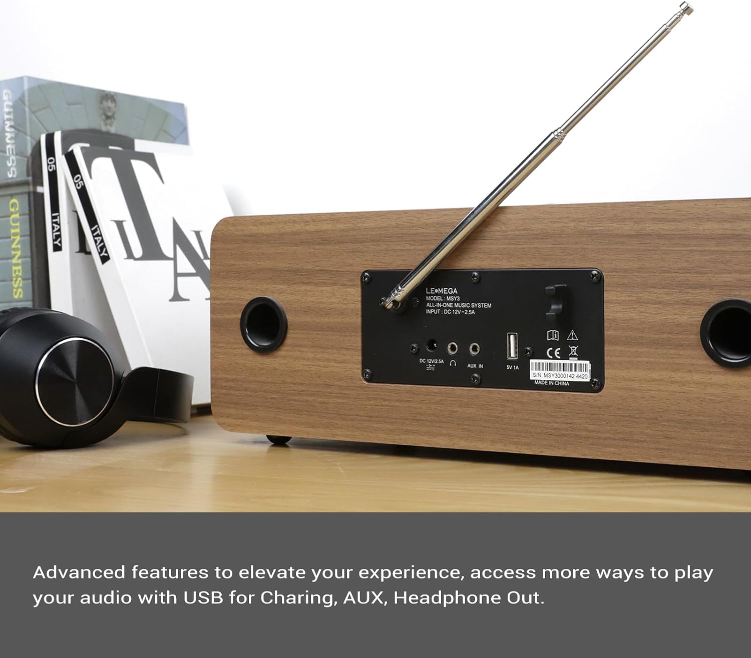Lemega MSY3+ WiFi Internet Radio,FM Radio,Spotify Connect,Bluetooth Speaker,Stereo Sound,Wooden Box, Dual Alarms Clock,40 Pre-Sets,Full Remote and OKTIV App Control - Dark Walnut