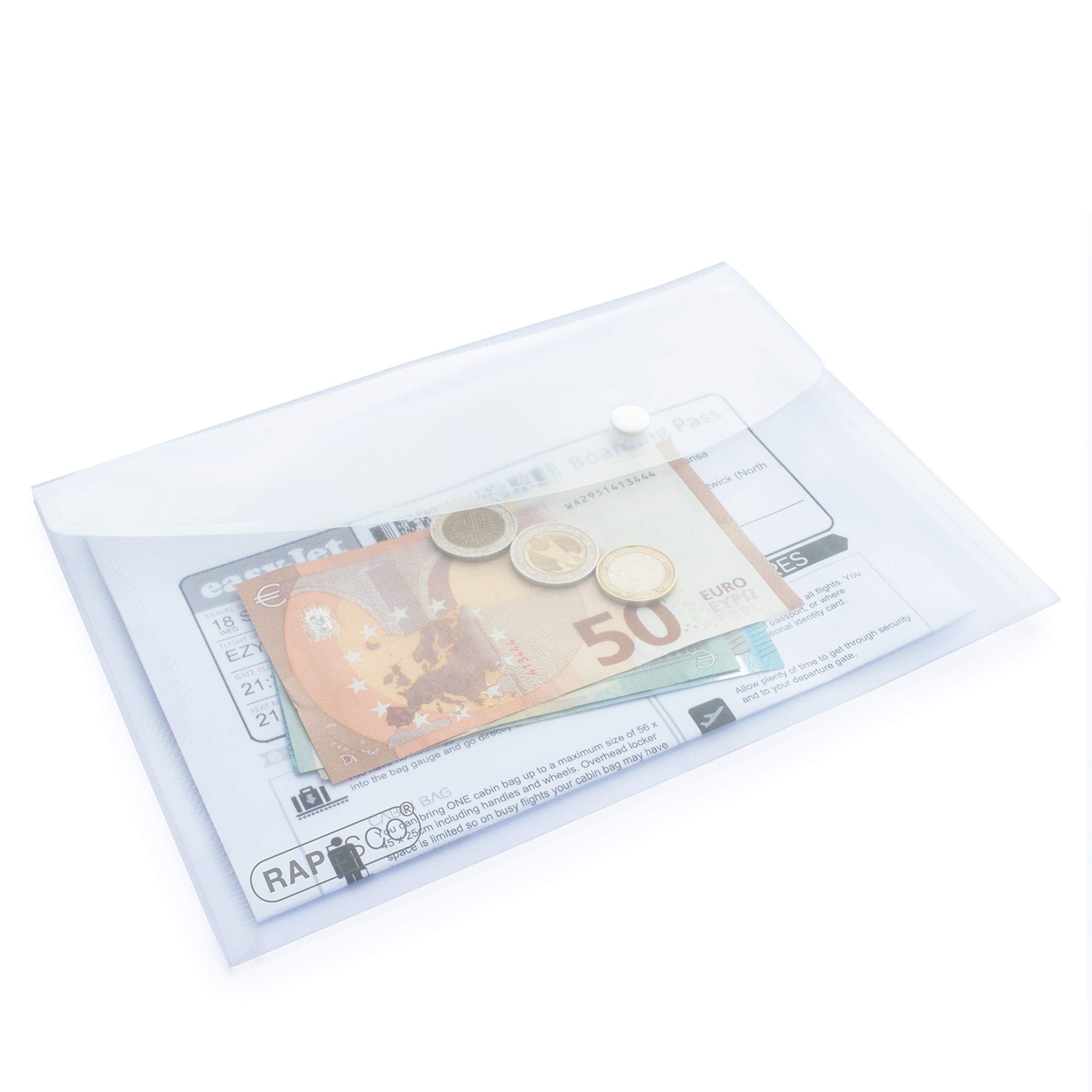 Rapesco 1588 ECO Carpeta Sobre Portafolios con Broche, Material Reciclado, A5, Transparente, Paquete de 5