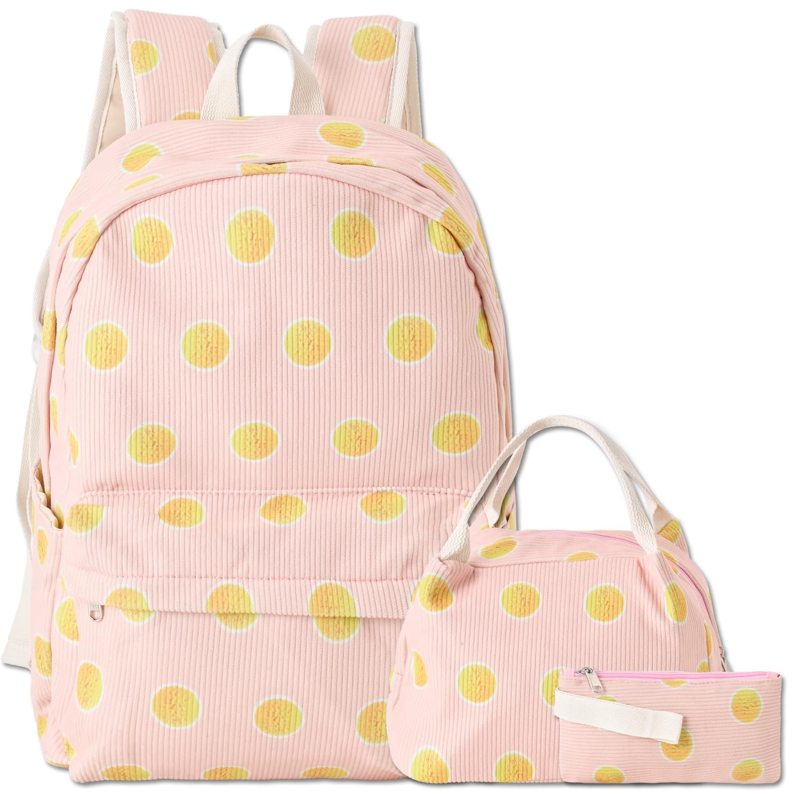 SHEEYEE School Backpack for Girls Teen Girl Backpack with Lunch Box Kids Bookbag for Elementary (Craspedia/Billy Balls-Pink)