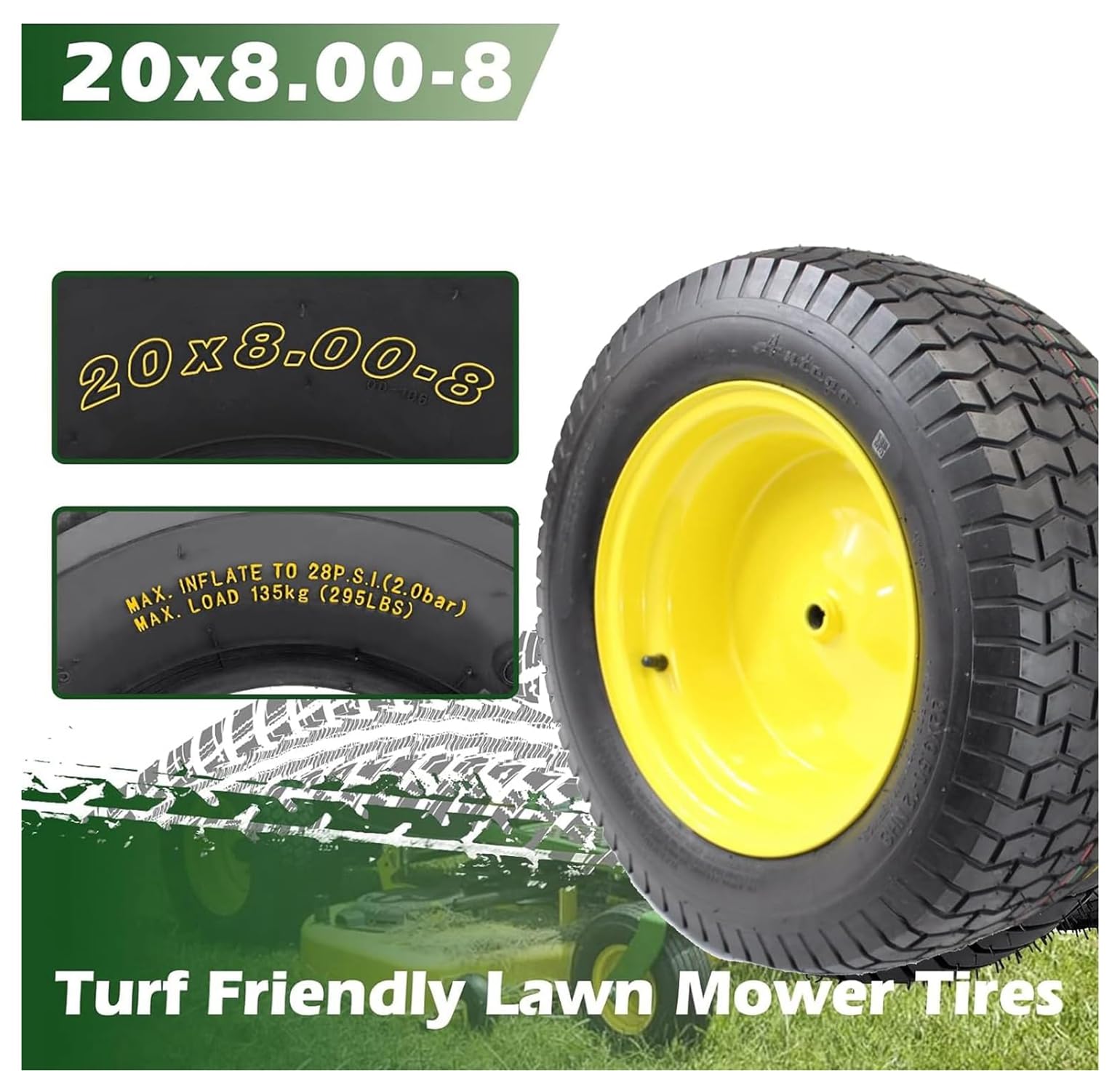 AutoForever 20x8.00-8 Lawn Mower Turf Tires 20x8x8 4PR Lawn... AutoForever 20x8.00-8 Lawn Mower Turf Tires 20x8x8 4PR Lawn...