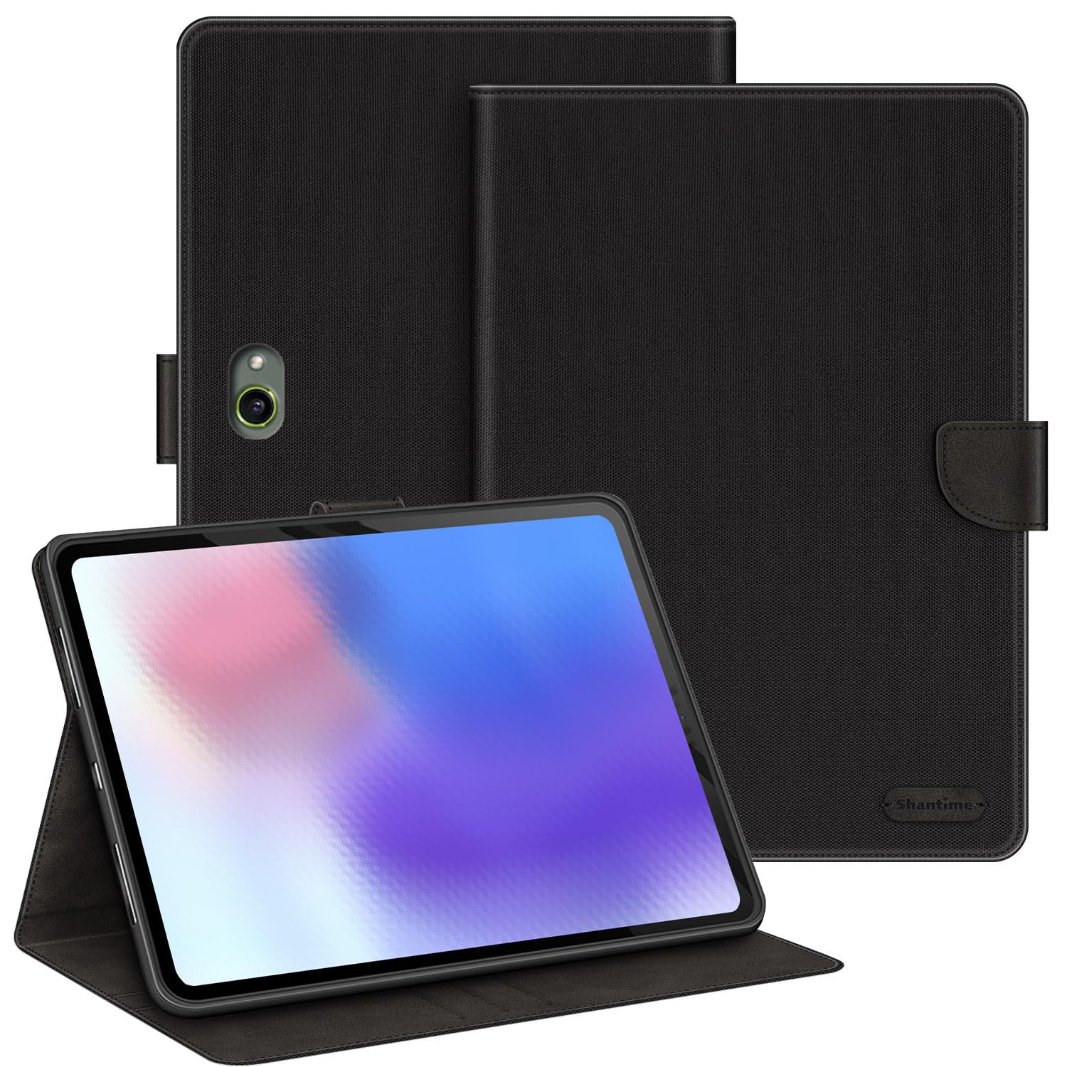 Custodia in Pelle Compatibile con Samsung Galaxy Tab Active 5 Pro 10.1 2025 Custodia Protettiva con Guscio Interno in TPU Silicone, Supporto Integrato(Nero)