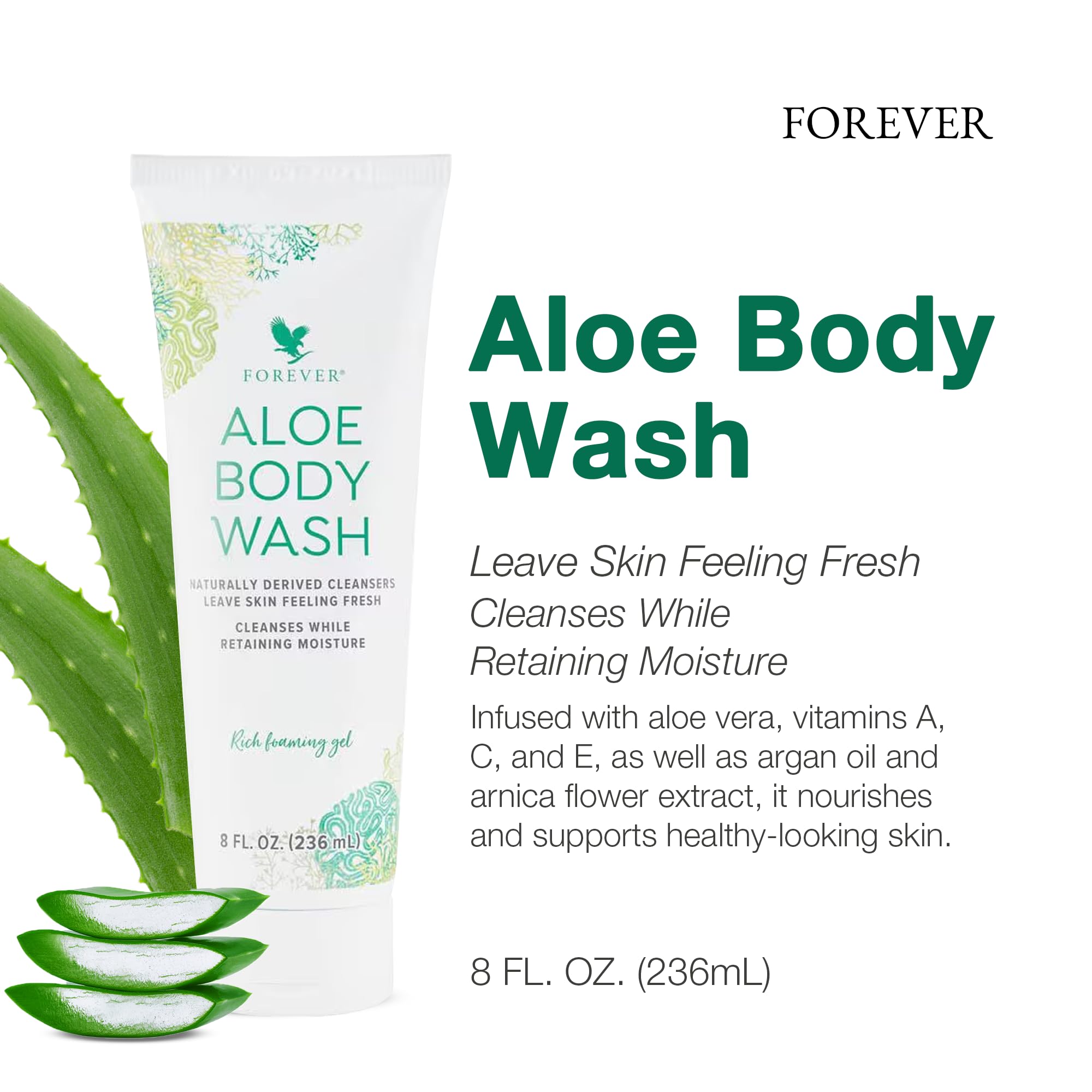 Amazon.com : Forever Diving - Forever Aloe Body Wash - Sulfate-Free  Cleanser with Aloe Vera, Argan Oil & Vitamins A, C, E - Inviting WoOzods &  Amber Scent - 8 Fl : Beauty & Personal Care