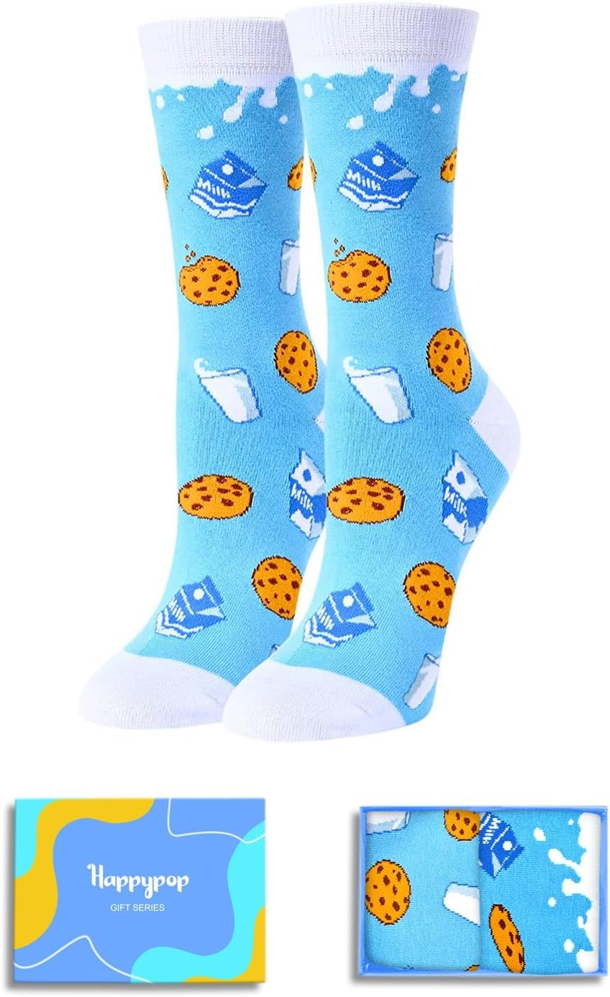 Funny Socks for Women - Donut Pizza Pickle Gifts, Popcorn Milk Cookie Taco Socks