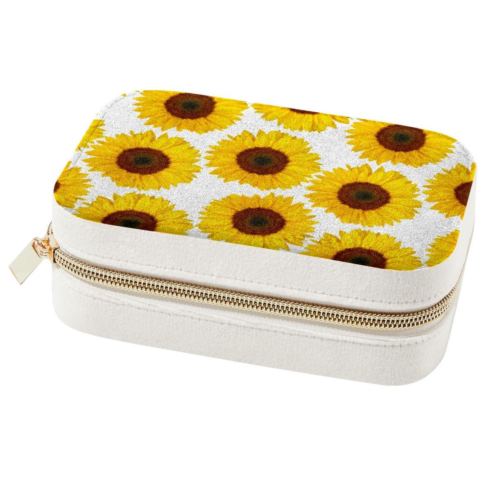 Boîte à bijoux de voyage tournesol pour bagues et colliers