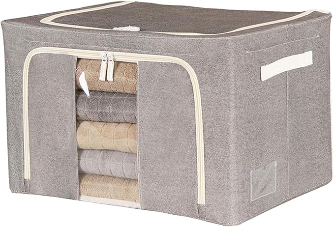 Amazon Co Jp えみり 収納袋 収納ボックス 収納ケース 不織布 衣類 布団収納 引っ越し 窓付き 上開き 前開き 折りたたみ 堅固 コーヒー ホーム キッチン