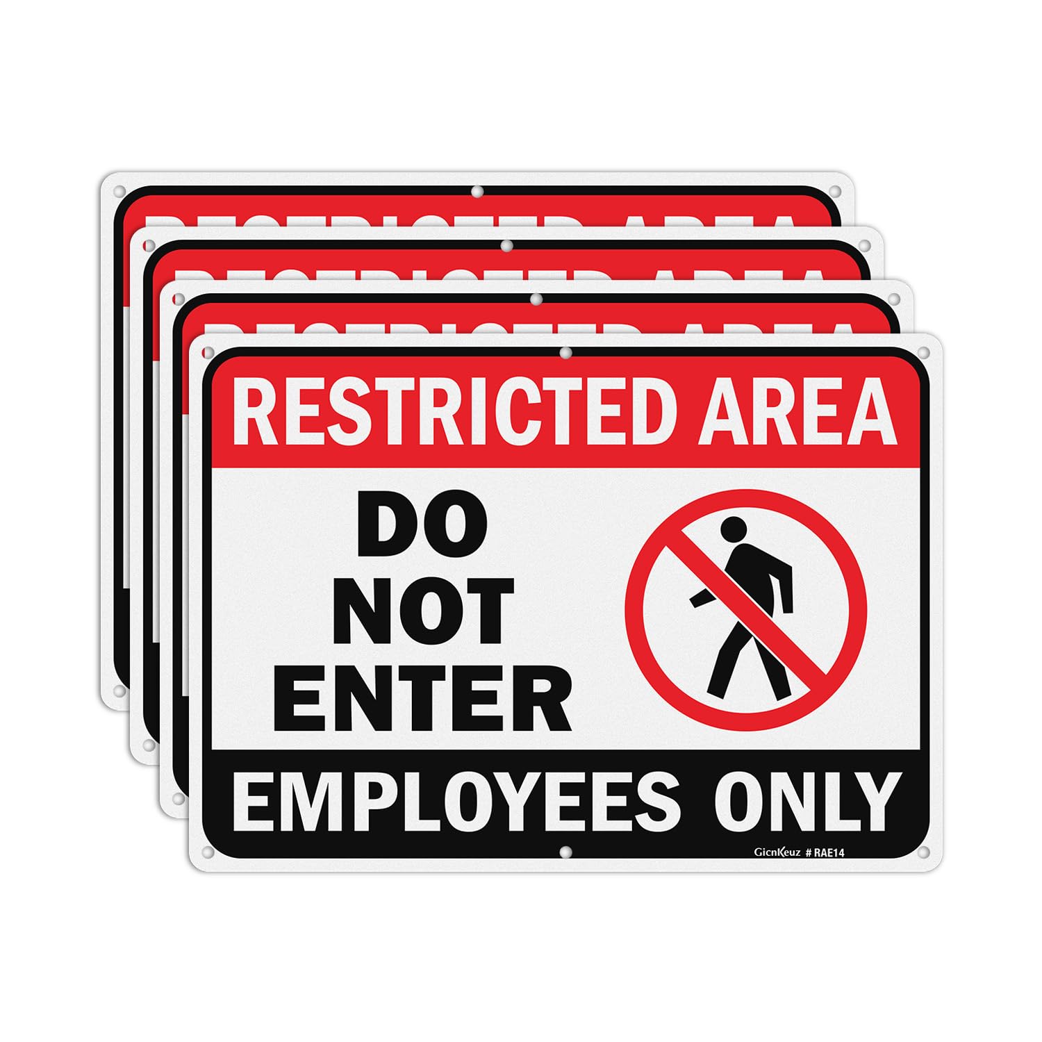 GicnKeuz Letrero grande de área restringida, 35,5 x 25,4 cm con texto en inglés "Do Not Entre", sin óxido, aluminio reflectante 40, resistente a la decoloración/impermeable, 6 agujeros preperforados