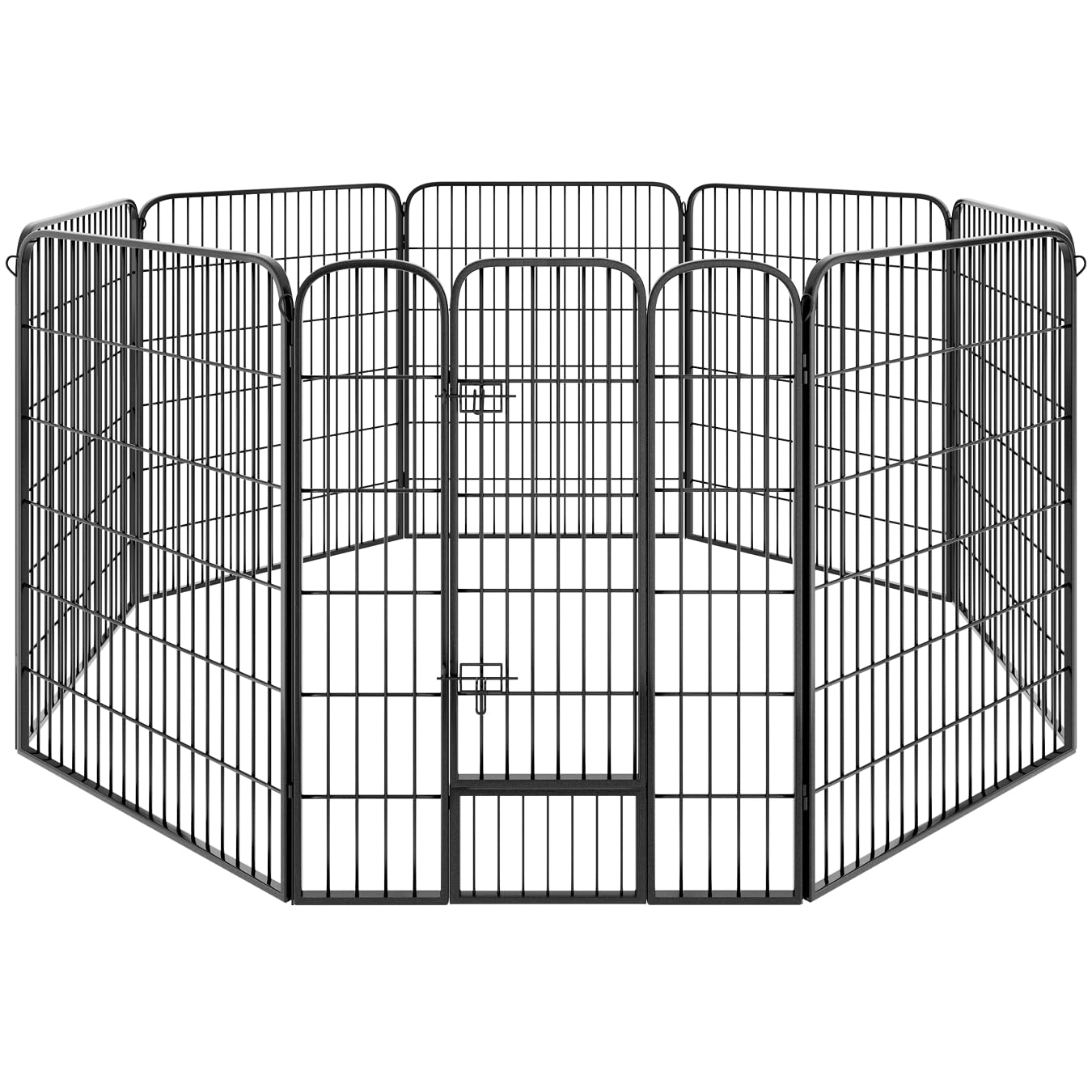 tectake® Parque para Perros y Conejos, Puerta Seguridad para Niños y Mascotas, Valla Metálica, Jaula Perro Grande, Barrera de Seguridad Plegable, Parque Perros y Conejos, Doble Cierre - 100 cm Alto