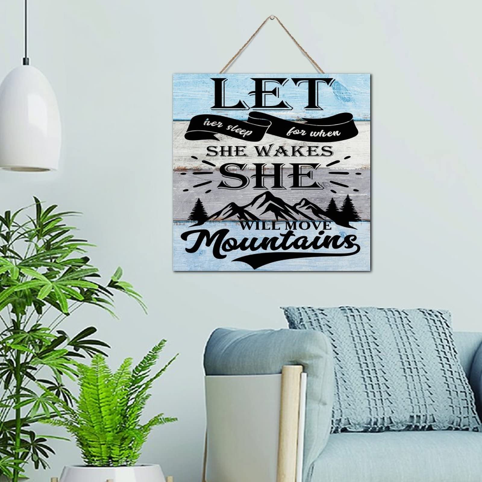 Plaque en bois antique let her sleep deco murale chambre fille retro